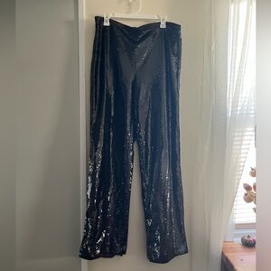 H&M Black Sequin Straight Leg Pants